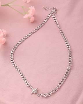 Shein Men Silver Celestial Star Shaped Charm Chain-image-14