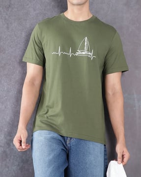 Shein Shein Men Short Sleeve Graphic Chest Print Crew Tshirt