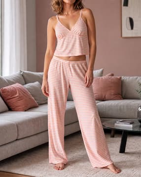 Shein Women Spaghetti Strap Striped Cami Top & Pyjama-picture-29