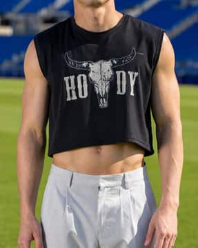 Shein Shein Men Vintage Sleeveless Graphic Chest Print Crew Tshirt