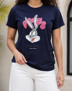 Shein Women Short Sleeve Bugs Bunny Chest Print Lounge Tshirt-image-21
