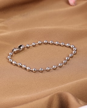 Shein Men Silver Interlock Closure Beaded Bracelet-picture-34