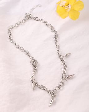 Shein Shein Men Punk Silver Spike Drop Charm Design Classic Chain