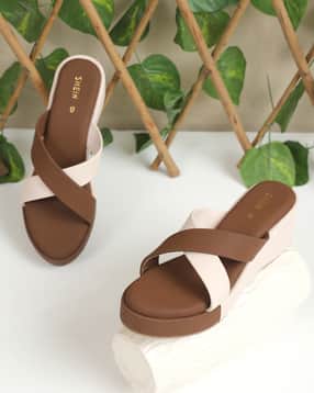 Shein Women Open Toe Cross Strap Wedges Heeled Sandal-image-46