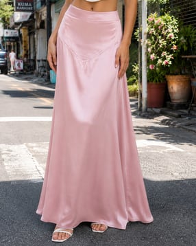 Shein Women Panelled Semi Elasticated Waist Flared Maxi Skirt-picture-10