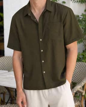 Shein Men Spread Collar Short Sleeve Shirt With Chest Pocket-picture-27