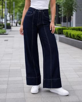 Shein Women Full Length Panelled Light Wash Jeans-image-19