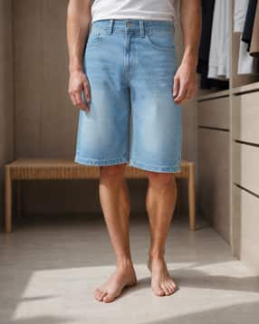 Shein Men Knee Length Washed Denim Shorts-picture-42