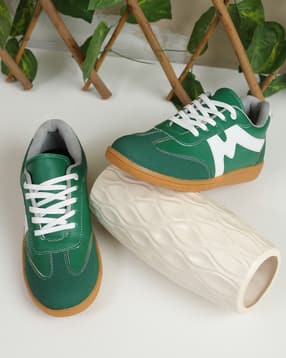Shein Women Contrast Panelled Lace Up Court Sneakers-picture-40