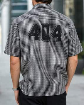 Shein Men Spread Collar Numeric Back Print Checked Shirt-picture-50