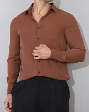 Shein Men Spread Collar Full Sleeve Shirt With Chest Pocket-picture-26