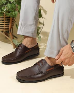 Shein Shein Men Round Toe Contrast Strap Lace-Up Boat Shoes