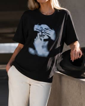 Shein Women Drop Shoulder Graphic Chest Print Crew Tshirt-picture-33