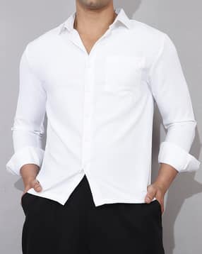 Shein Men Spread Collar Full Sleeve Shirt With Chest Pocket-picture-27