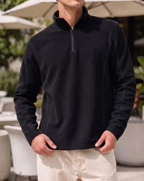 Shein Men High Neck Full Sleeve Panelled Half-Zip Sweatshirt-image-25