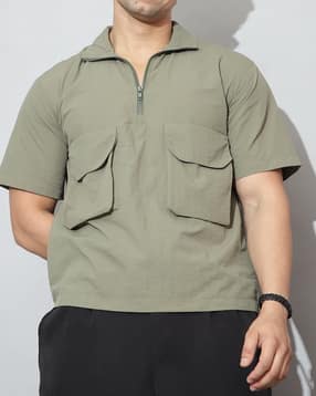 Shein Men Short Sleeve Adjustable Toggle Hem Zipper Bomber Jacket-picture-13