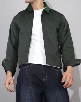 Shein Men Full Sleeve Zip Front Panelled Bomber Jacket-picture-12