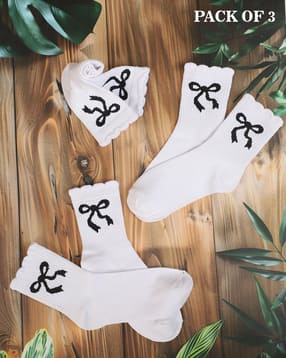 Shein Women Combo Of 3 Bow Print Everyday Socks-picture-21