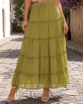 Shein Women Ruffle Detail Maxi Tiered Skirt-picture-46
