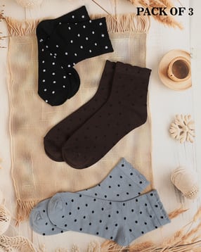Shein Women Combo Of 3 Polka-Dot Curled Trim Everyday Socks-picture-27