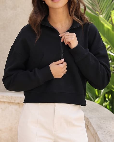 Shein Women Drop Shoulder Half Zip Closure Sweatshirt