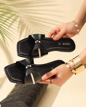 Shein Women Square Toe Bow Knot Strap Flat Sandal-picture-26