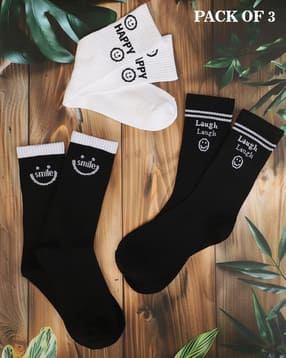 Shein Women Combo Of 3 Typographic Print Everyday Socks-picture-20