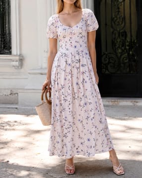 Shein Women Scoop Neck Floral Print Maxi Empire Dress-picture-15