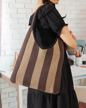 Shein Shein Women Crochet Colour Blocked Tote Bag