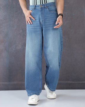 Shein Men Full Length Dart Detail Mid Wash Jeans-picture-45