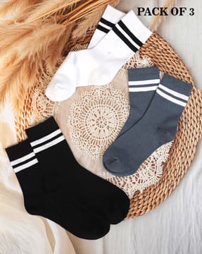 Shein Shein Women Combo Of 3 Striped Everyday Socks