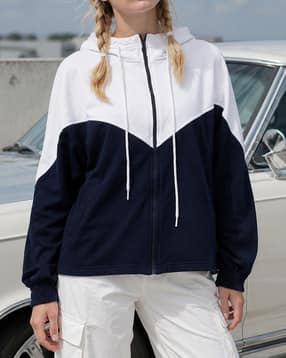 Shein Women Drop Shoulder Front Welt Pocket Zipper Hoodie-picture-26
