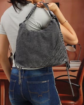 Shein Shein Women Adjustable Strap Panelled Denim Hobo Bag
