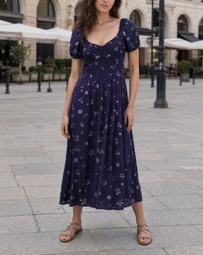 Shein Women Scoop Neck Floral Print Maxi Empire Dress-picture-16
