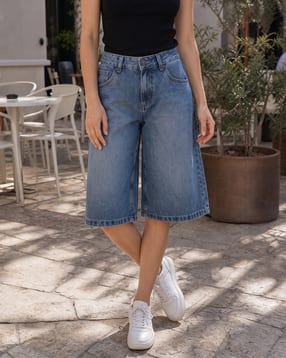Shein Women Knee Length Denim Jorts-picture-50