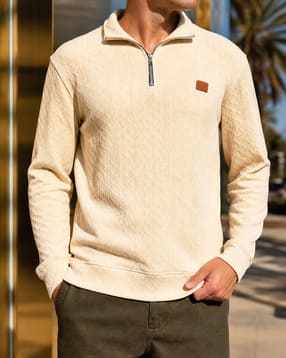 Shein Men Full Sleeve Self Designed Half Zip Sweatshirt-image-11