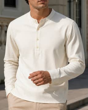 Shein Men Mandarin Collar Full Sleeve Textured Shirt-picture-51