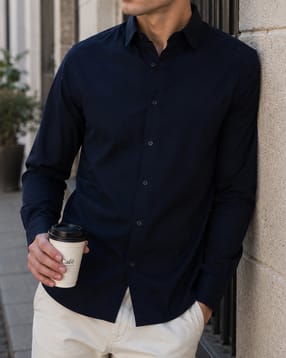 Shein Men Medium Length Spread Collar Full Sleeve Shirt-picture-52