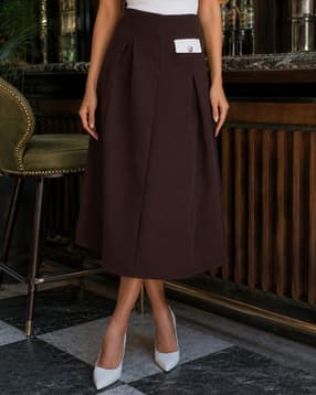 Shein Women Fixed Waist Pleated A-Line Skirt With Zip-picture-14