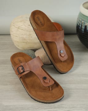 Shein Men Open Toe Buckle Detail T-Strap Flip Flop-picture-52
