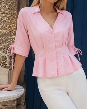Shein Women Spread Collar Dart Detail Shirt Style Top-picture-38