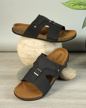 Shein Men Open Toe Buckle Detail Cut-Out Strap Flip Flop-picture-38