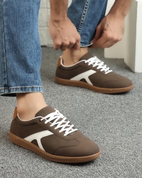 Shein Men Round Toe Lace Up Contrast Panelled Court Sneakers-picture-25