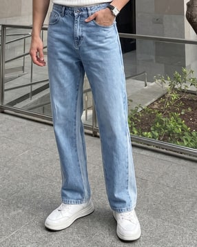 Shein Men Full Length Contrast Panelled Stone Wash Jeans-picture-18