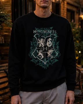 Shein Men Full Sleeve Harry Potter Chest Print Sweatshirt-image-43
