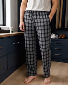 Shein Men Elasticated Drawstring Waist Checked Pyjama-picture-14