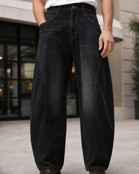 Shein Men Full Length Mid Wash Panelled Jeans-image-25
