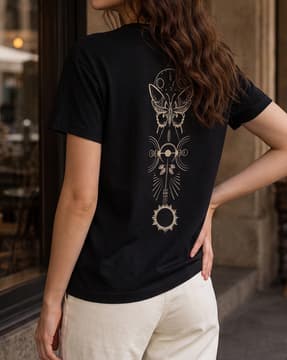Shein Shein Women Short Sleeve Graphic Back Print Crew Tshirt