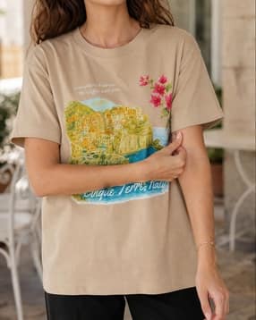 Shein Drop Shoulder Graphic Chest Print Crew Tshirt-picture-17