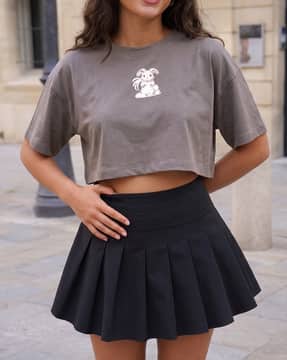 Shein Shein Women Drop Shoulder Graphic Chest Print Crew Tshirt